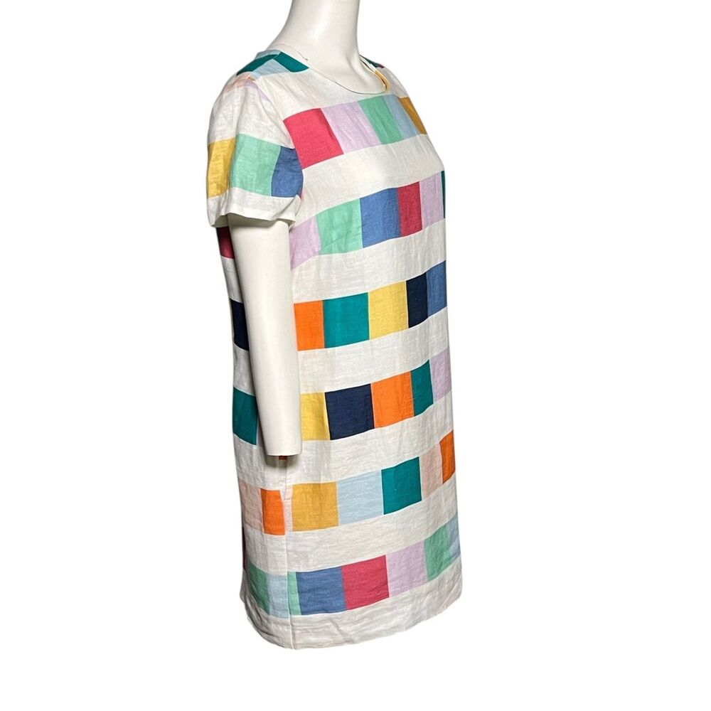 Corey Lynn Calter Clare Linen Shift Dress Pockets Multicolor Block Size L USA - Picture 4 of 9